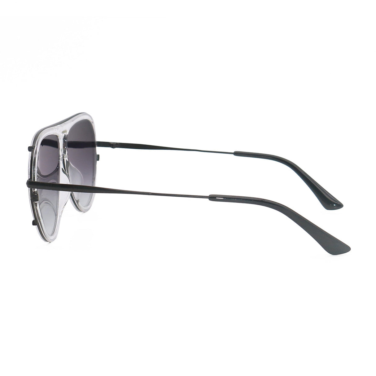 Ivy Luxe - Clear Black Tangle-Free Round Aviator Sunglasses from TopFoxx