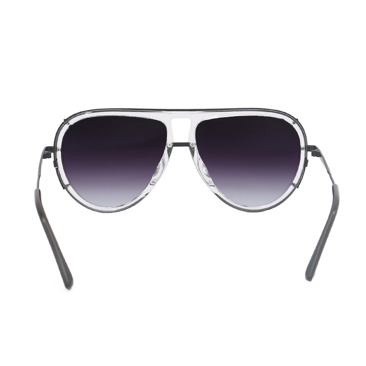 Ivy Luxe - Clear Black Tangle-Free Round Aviator Sunglasses from TopFoxx