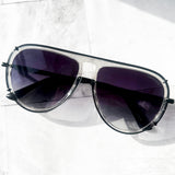Ivy Luxe - Clear Black Tangle-Free Round Aviator Sunglasses from TopFoxx