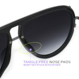 Ivy Luxe - Black Tangle-Free Round Aviator Sunglasses from TopFoxx