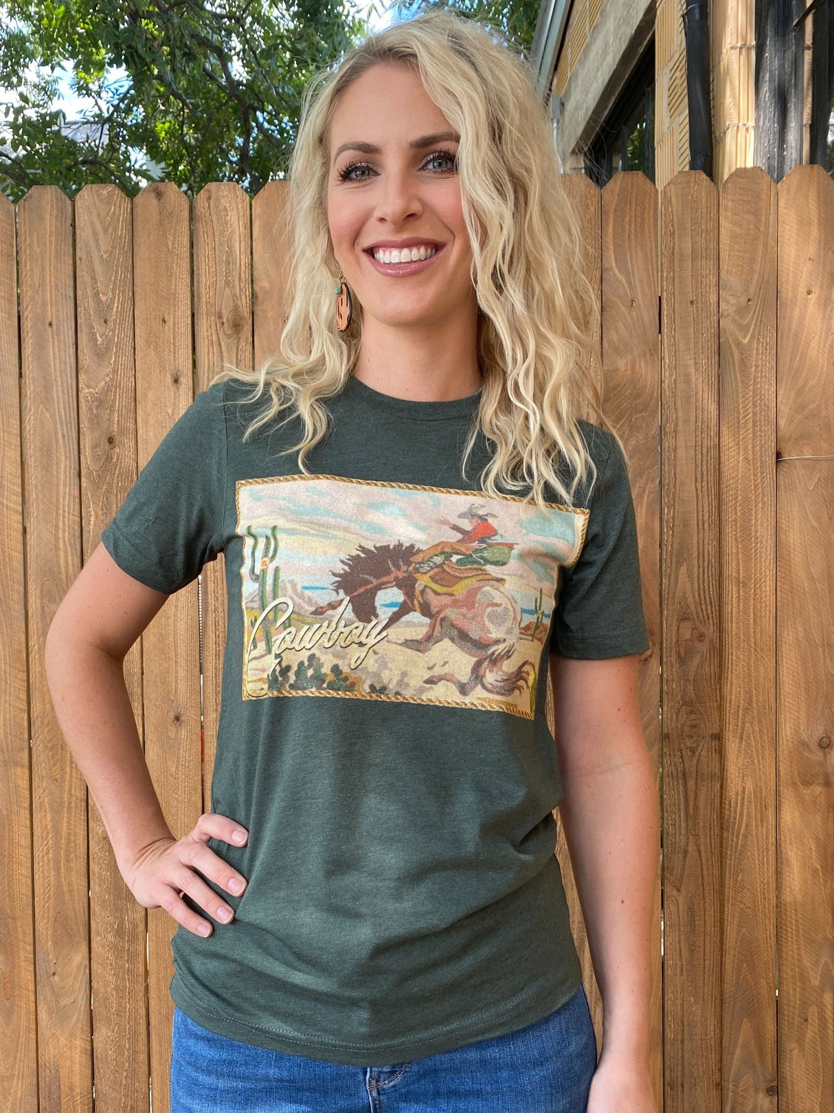 1873 Cowboy Bucking Poster Tee from J.Forks Designs