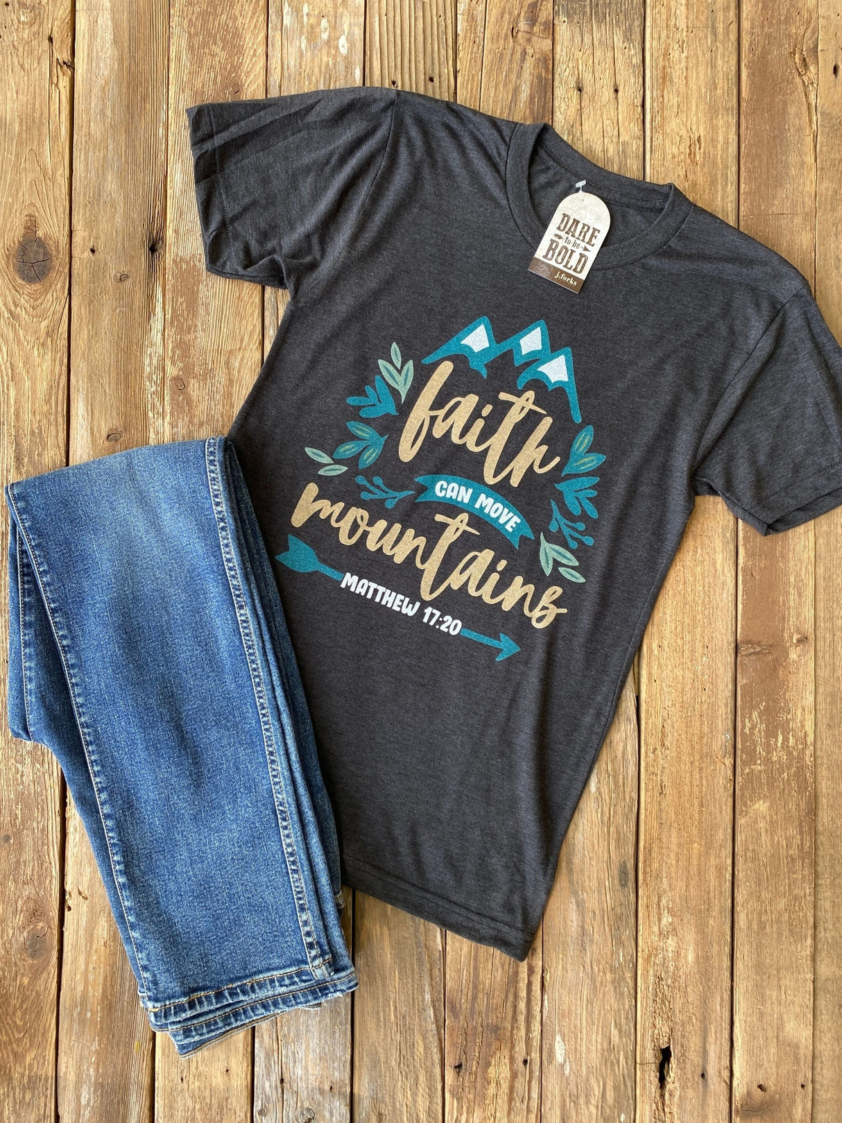 1351 Faith Can Move Mountains Tee from J.Forks Designs