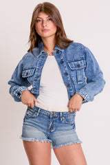 Women's Cropped Trucker Denim Jacket from YMI JEANS