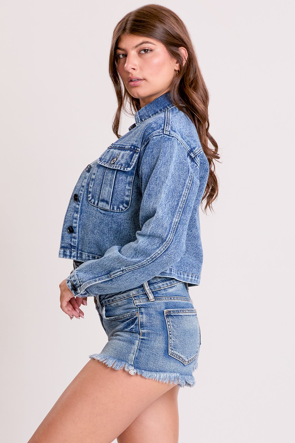 Women's Cropped Trucker Denim Jacket from YMI JEANS