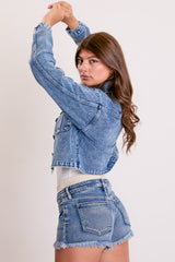 Women's Cropped Trucker Denim Jacket from YMI JEANS
