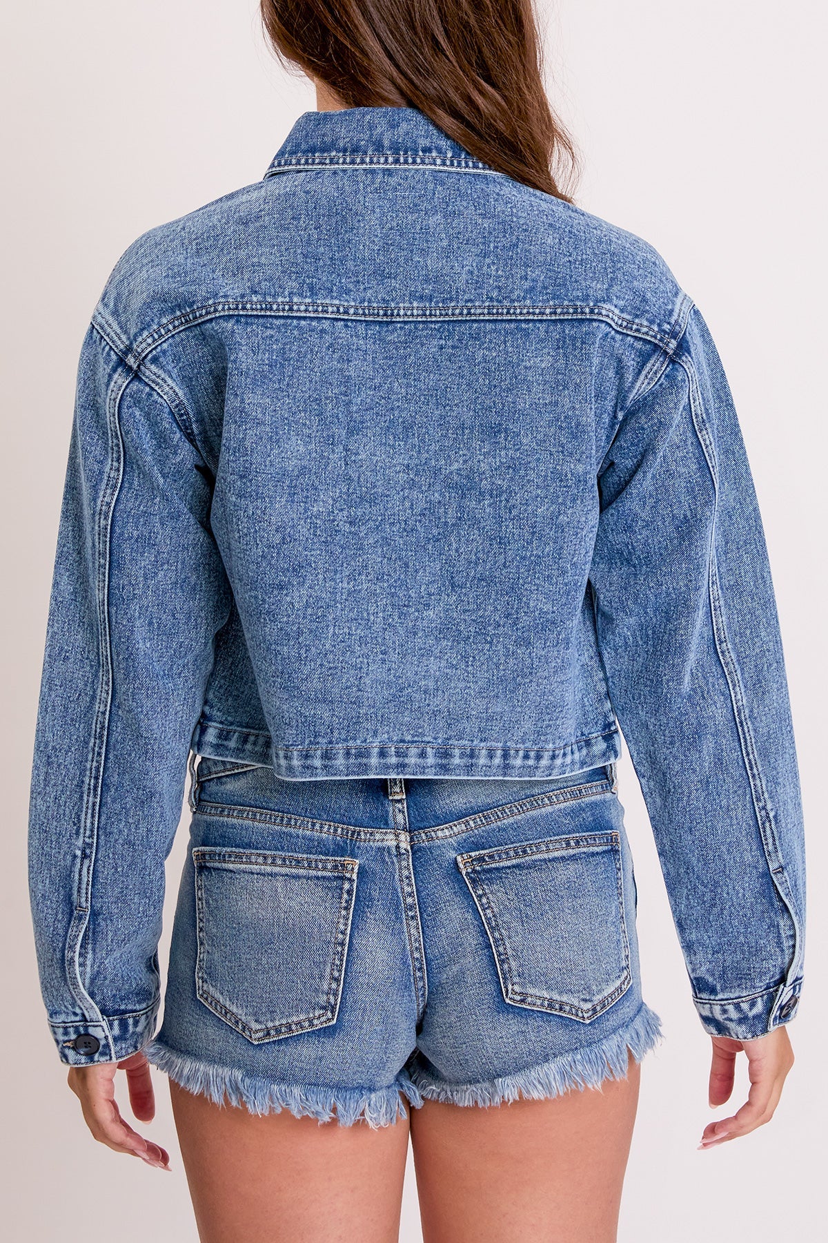 Women's Cropped Trucker Denim Jacket from YMI JEANS
