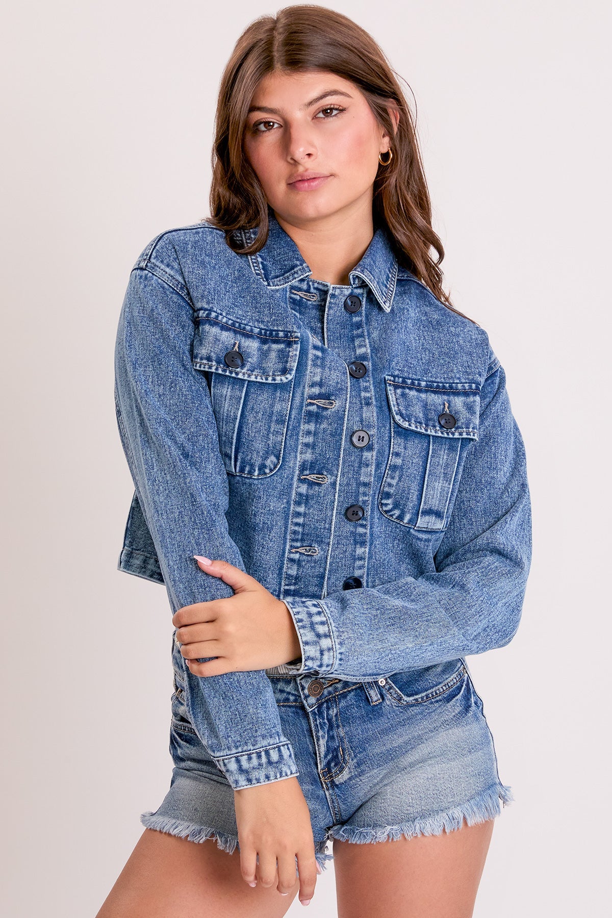 Women's Cropped Trucker Denim Jacket from YMI JEANS