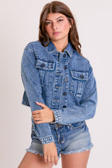 Women's Cropped Trucker Denim Jacket from YMI JEANS