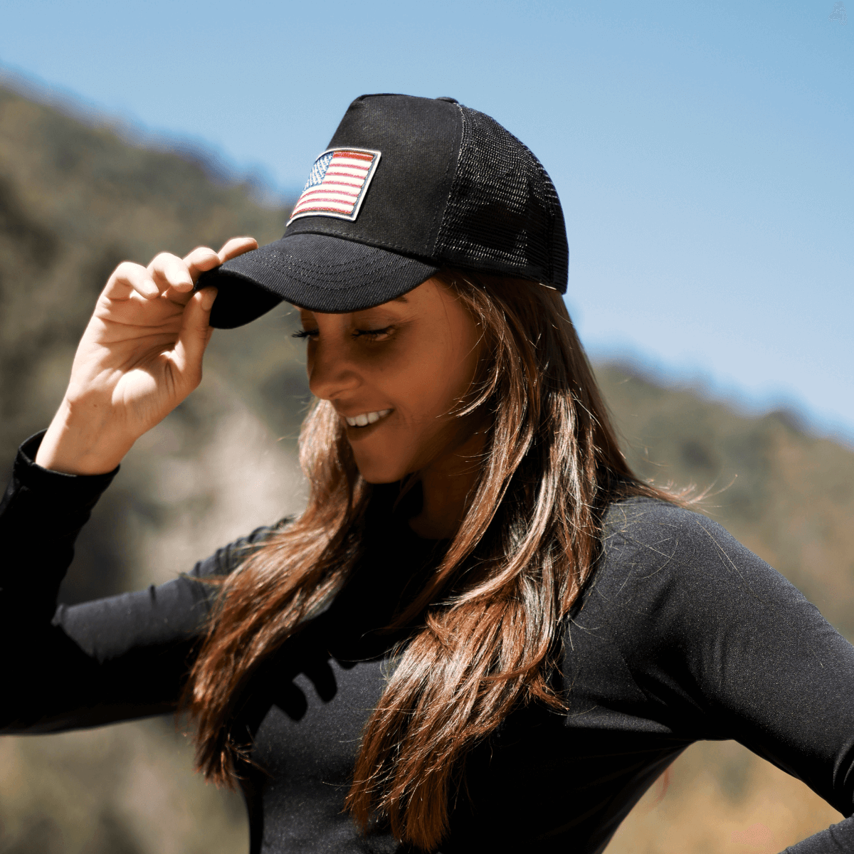 American Flag Trucker Hat with Adjustable Strap from Jupiter Gear