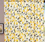 DaDa Bedding Set of 2 Botanical Floral Window Curtain Panels - Natural Semi Sheer Yellow Fleur Golden Orange Spring Time Tulips Straight Tailored Edge from DaDalogy Bedding Collection
