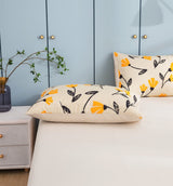 DaDa Bed in a Bag Bundle Set - Yellow Fleur Botanical Ivory Tan Floral Bedding Set (18112) from DaDalogy Bedding Collection