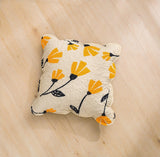 DaDa Bedding Set of 2-Pieces Yellow Fleur Floral Golden Orange Ivory Cream Scalloped Throw Pillow Covers, 18" x 18" (18112) from DaDalogy Bedding Collection