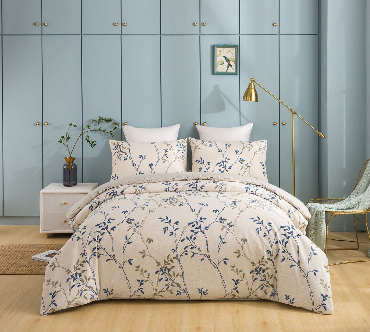 Tache Poplin Cotton Elegant Leaf Vine Cream Beige Duvet Cover (JHW-842) from Tache Home Fashion
