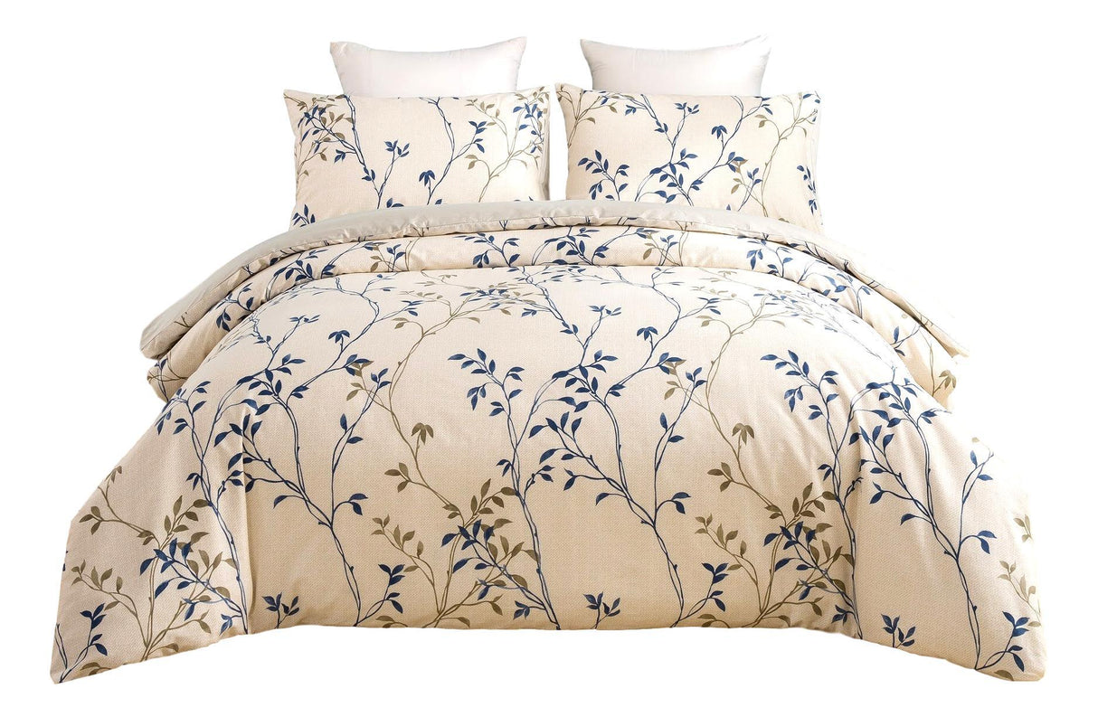 Tache Poplin Cotton Elegant Leaf Vine Cream Beige Duvet Cover (JHW-842) from Tache Home Fashion