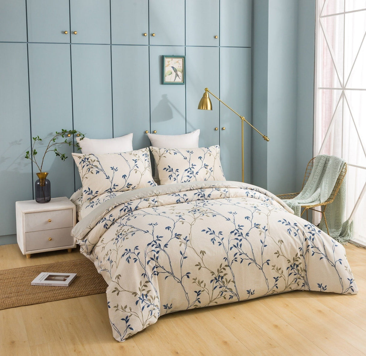 Tache Poplin Cotton Elegant Leaf Vine Cream Beige Duvet Cover (JHW-842) from Tache Home Fashion