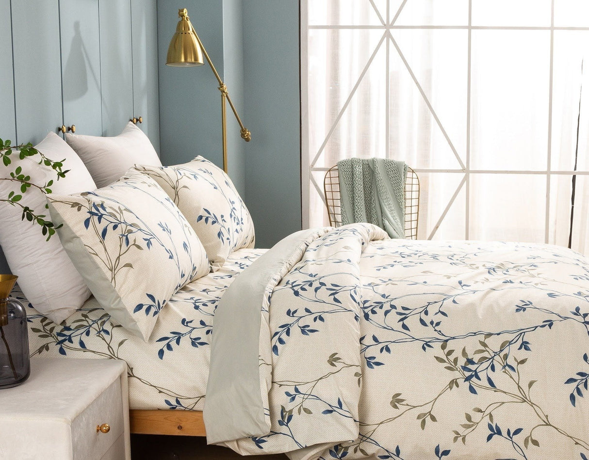 Tache Poplin Cotton Elegant Leaf Vine Cream Beige Duvet Cover (JHW-842) from Tache Home Fashion