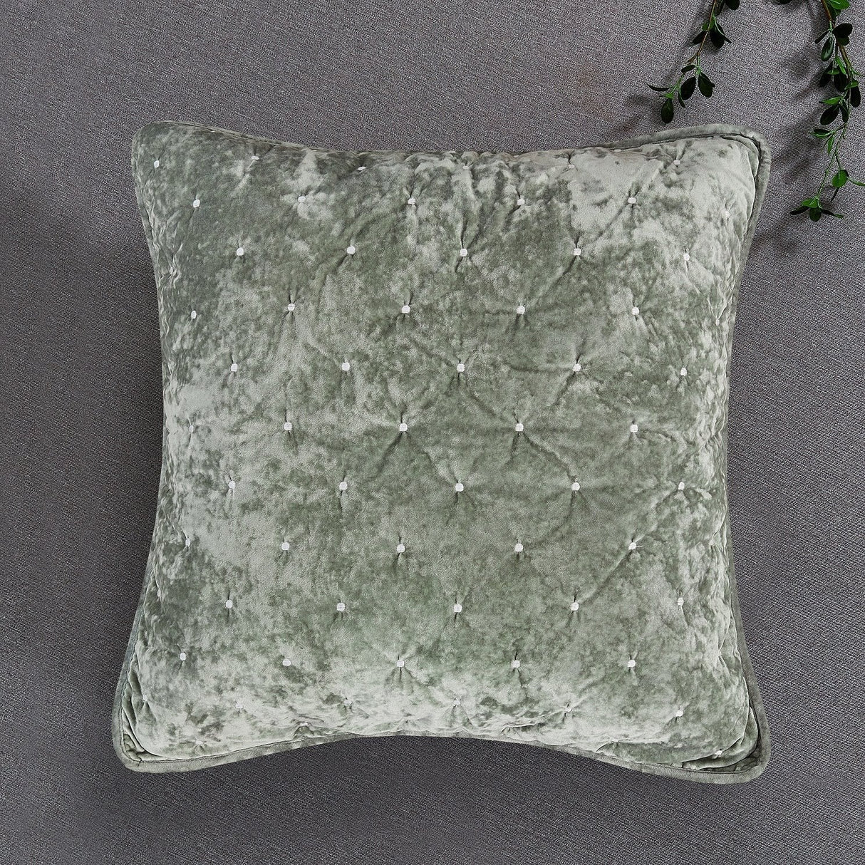 Tache Velvet Dreams Light Green Plush Diamond Tufted Cushion Covers / Euro Sham (JHW-853G) from Tache Home Fashion