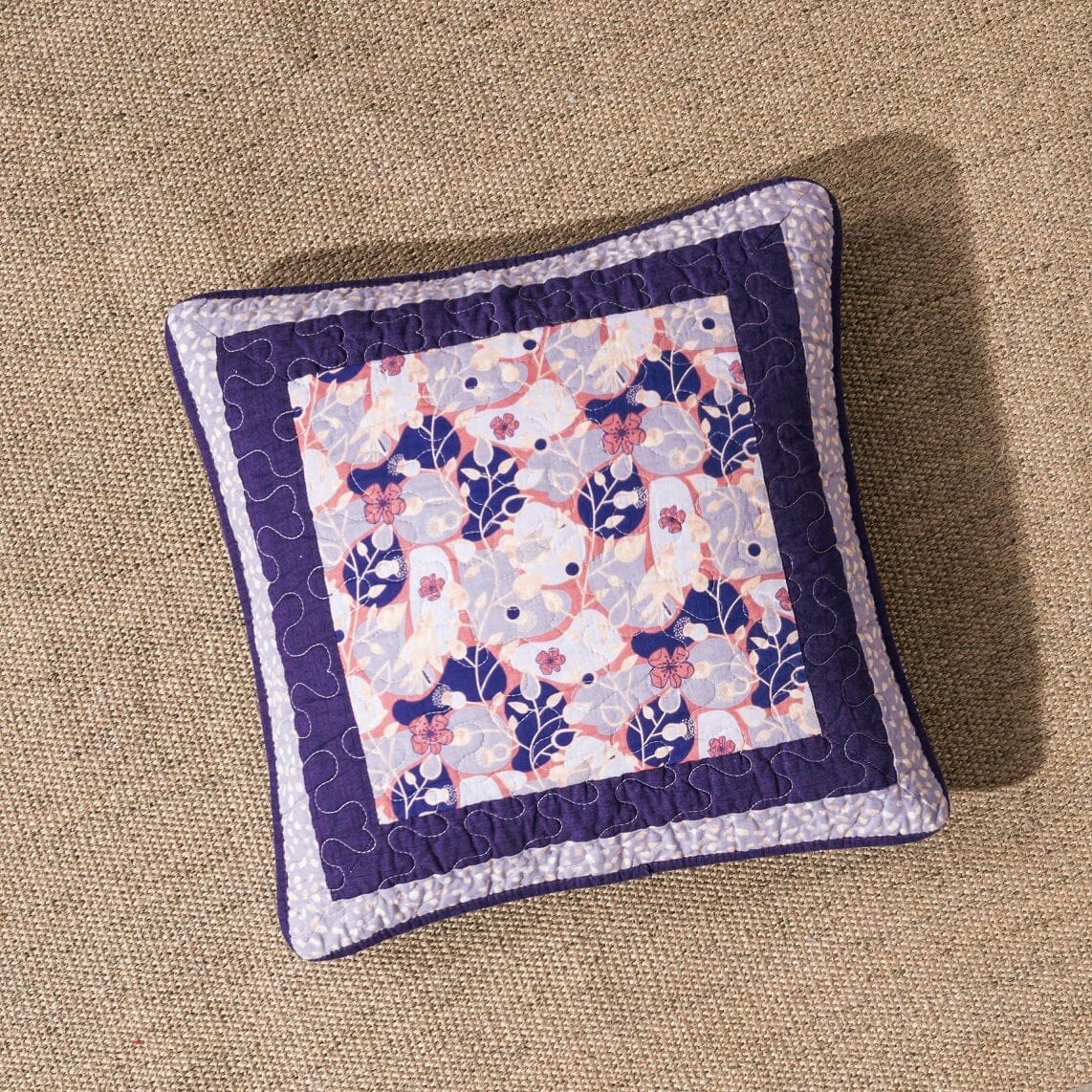 DaDa Bedding Set of 2-Pieces Peachy Blossoms Purple Floral Patchwork Throw Pillow Covers, 18" x 18" - Designed in USA (JHW877) from DaDalogy Bedding Collection