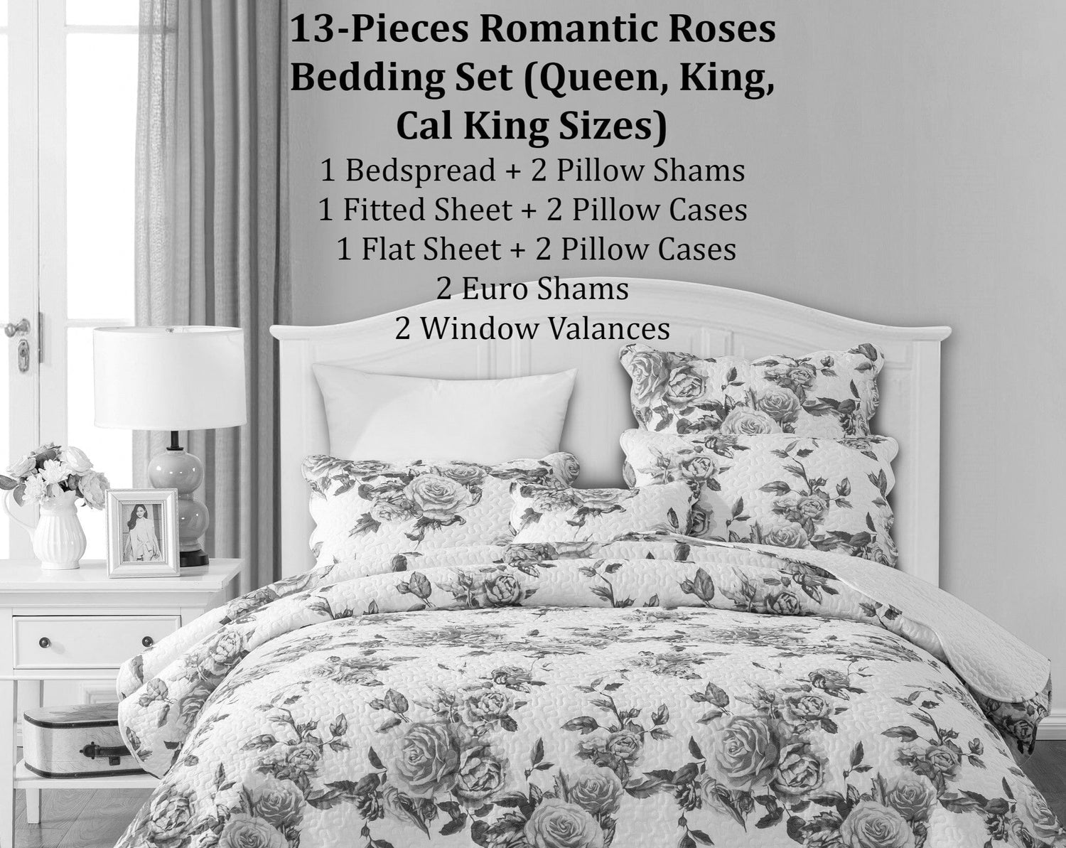 DaDa Bedding Bed in a Bag Bundle Set - Romantic Roses Lovely Blooming Floral Bedding Set (JHW-879) from DaDalogy Bedding Collection