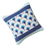 DaDa Bedding Set of 2-Pieces Mediterranean Fans Waves Minty Blue Throw Pillow Covers, 18" x 18" (JHW884 from DaDalogy Bedding Collection)