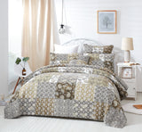 DaDalogy Bedding Bed in a Bag Bundle Set - Bohemian Paisley Dreams Floral Olive Brown Patchwork Bedspread Set (JHW885) from DaDalogy Bedding Collection