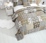 DaDalogy Bedding Bed in a Bag Bundle Set - Bohemian Paisley Dreams Floral Olive Brown Patchwork Bedspread Set (JHW885) from DaDalogy Bedding Collection