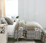 DaDalogy Bedding Bed in a Bag Bundle Set - Bohemian Paisley Dreams Floral Olive Brown Patchwork Bedspread Set (JHW885) from DaDalogy Bedding Collection