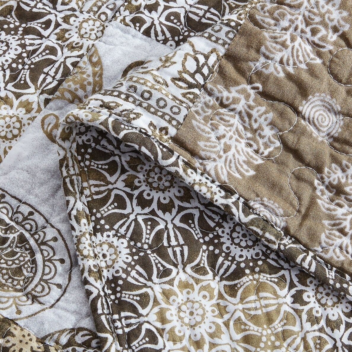 DaDalogy Bedding Bed in a Bag Bundle Set - Bohemian Paisley Dreams Floral Olive Brown Patchwork Bedspread Set (JHW885) from DaDalogy Bedding Collection