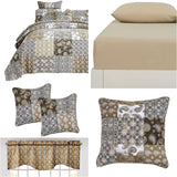 DaDalogy Bedding Bed in a Bag Bundle Set - Bohemian Paisley Dreams Floral Olive Brown Patchwork Bedspread Set (JHW885) from DaDalogy Bedding Collection