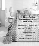 DaDalogy Bedding Bed in a Bag Bundle Set - Bohemian Paisley Dreams Floral Olive Brown Patchwork Bedspread Set (JHW885) from DaDalogy Bedding Collection