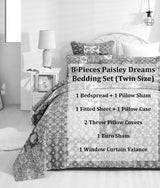 DaDalogy Bedding Bed in a Bag Bundle Set - Bohemian Paisley Dreams Floral Olive Brown Patchwork Bedspread Set (JHW885) from DaDalogy Bedding Collection