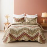 DaDa Bedding Rustic Bohemian Cranberry Sage Chevron Floral Bedspread Set (JHW-924) from DaDalogy Bedding Collection