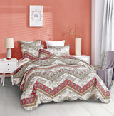 DaDa Bedding Rustic Bohemian Cranberry Sage Chevron Floral Bedspread Set (JHW-924) from DaDalogy Bedding Collection