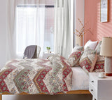 DaDa Bedding Rustic Bohemian Cranberry Sage Chevron Floral Bedspread Set (JHW-924) from DaDalogy Bedding Collection