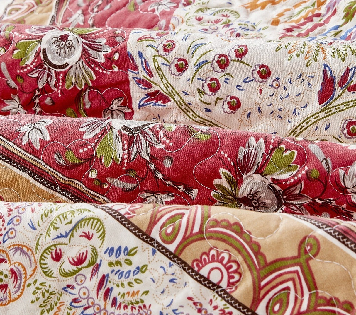 DaDa Bedding Rustic Bohemian Cranberry Sage Chevron Floral Bedspread Set (JHW-924) from DaDalogy Bedding Collection