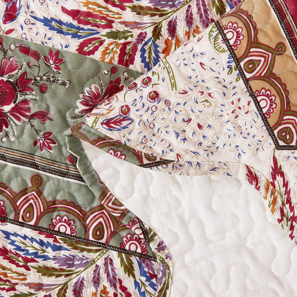 DaDa Bedding Rustic Bohemian Cranberry Sage Chevron Floral Bedspread Set (JHW-924) from DaDalogy Bedding Collection