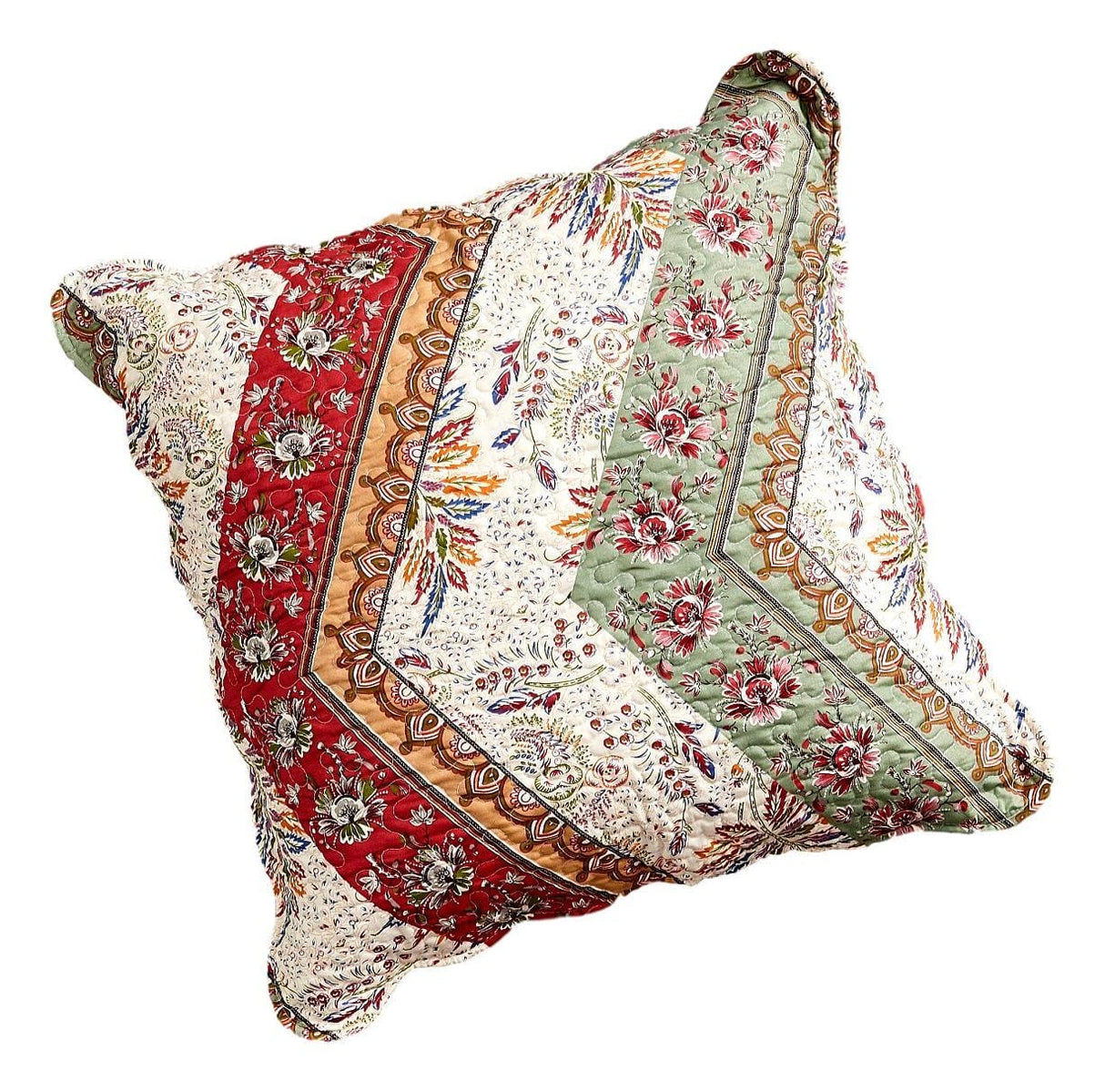 DaDa Bedding Bohemian Cranberry Sage Chevron Floral Euro Pillow Sham Cover, 26" x 26" (JHW924) from DaDalogy Bedding Collection
