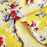 DaDa Bedding Bed in a Bag Bundle Set - Radiant Sunshine Yellow Hummingbirds Floral Bedding Set (JHW-925) from DaDalogy Bedding Collection