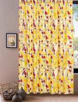 DaDa Bedding Set of 2 Radiant Sunshine Yellow Floral Window Curtain Panels - Natural Semi Sheer Hummingbirds Farmhouse Red Flowers Straight Tailored Edge from DaDalogy Bedding Collection