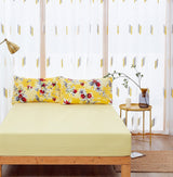 DaDa Bedding Bed in a Bag Bundle Set - Radiant Sunshine Yellow Hummingbirds Floral Bedding Set (JHW-925) from DaDalogy Bedding Collection
