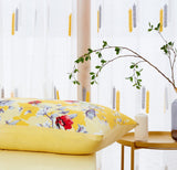 DaDa Bedding Bed in a Bag Bundle Set - Radiant Sunshine Yellow Hummingbirds Floral Bedding Set (JHW-925) from DaDalogy Bedding Collection