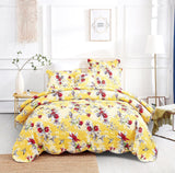 DaDa Bedding Radiant Sunshine Yellow Hummingbirds Floral Scalloped Bedspread Set (JHW-925) from DaDalogy Bedding Collection