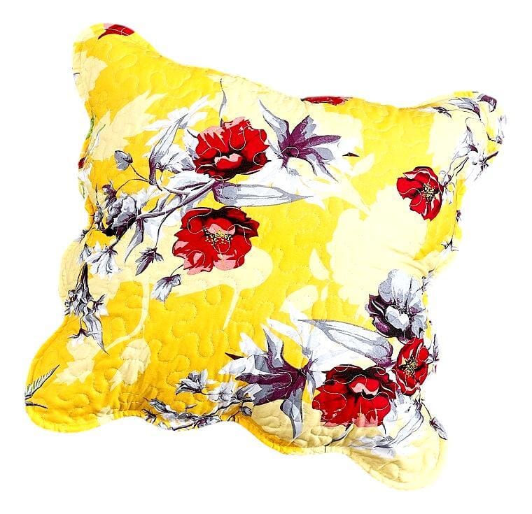 DaDa Bedding Set of 2 Sunshine Yellow Hummingbirds Floral Scalloped Throw Pillow Covers, 18" (JHW925) from DaDalogy Bedding Collection