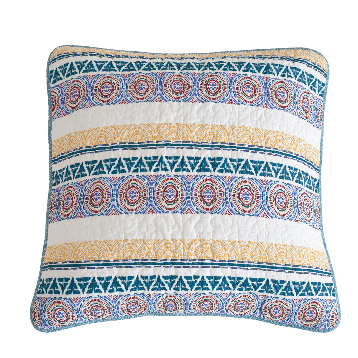 Tache Cotton Patchwork Blue Yellow Old World Hummingbirds Garden Euro Sham (JHW-936) from Tache Home Fashion