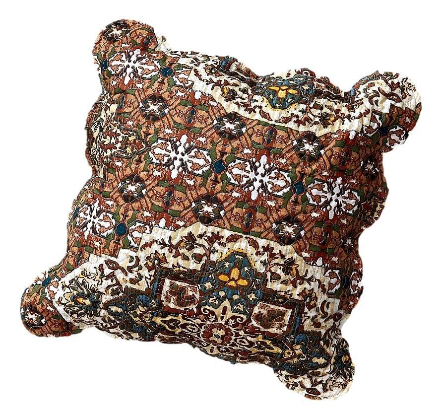 DaDa Bedding Set of 2-Pieces Rustic Earthy Cross Motif Folk Scalloped Throw Pillow Covers, 18" x 18" (JHW944) from DaDalogy Bedding Collection
