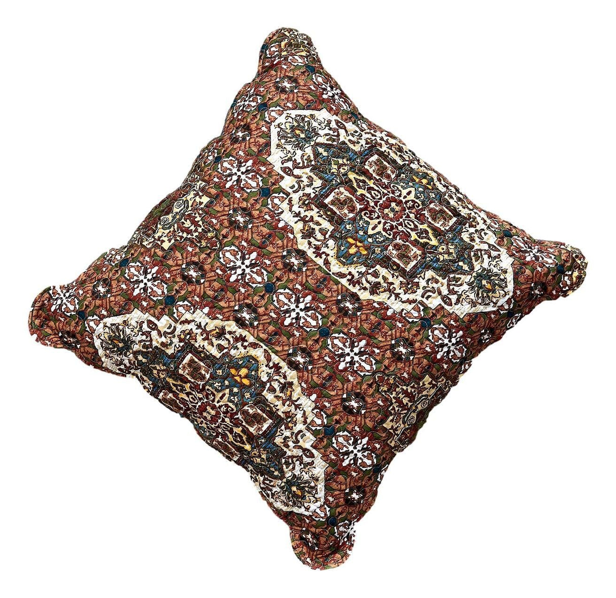 DaDa Bedding Rustic Earthy Cross Motif Folk Style Scalloped Euro Pillow Sham Cover, 26" x 26" (JHW944) from DaDalogy Bedding Collection