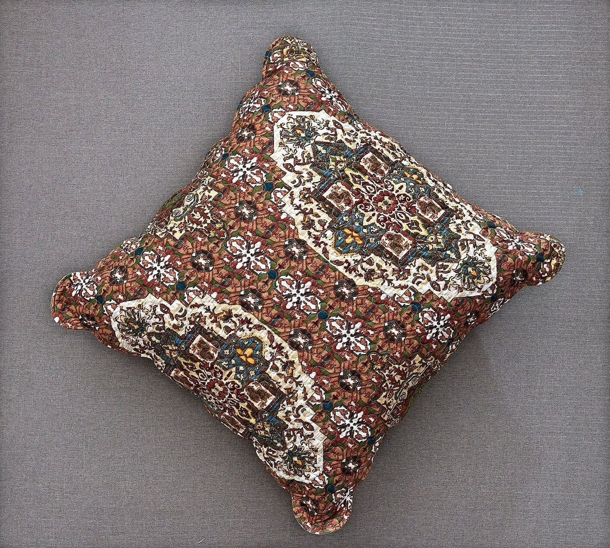 DaDa Bedding Rustic Earthy Cross Motif Folk Style Scalloped Euro Pillow Sham Cover, 26" x 26" (JHW944) from DaDalogy Bedding Collection