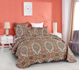 DaDa Bedding Rustic Earthy Cross Motif Folk Ogee Moroccan Scalloped Quilted Bedspread Set (JHW-944) from DaDalogy Bedding Collection
