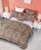 DaDa Bedding Rustic Earthy Cross Motif Folk Ogee Moroccan Scalloped Quilted Bedspread Set (JHW-944) from DaDalogy Bedding Collection