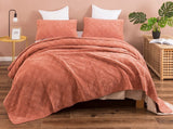 DaDalogy Bedding Terracotta Coral Brick Orange Soft Velour Corduroy Bedspread Set (JHW952) from DaDalogy Bedding Collection